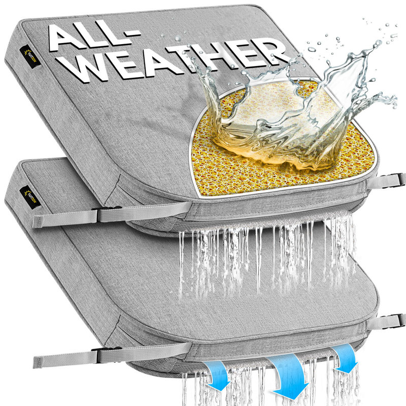 SUNROX All-Weather Outdoor Chair Cushion, Heather Gray, 17" H x 16" W