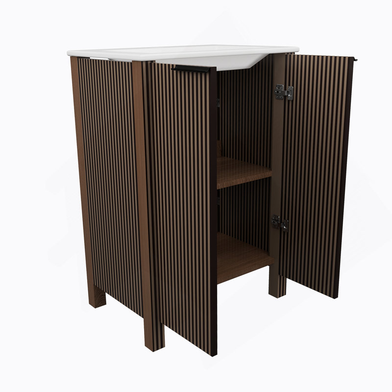 Meuble-lavabo avec portes et comptoir en résine Freestand, 24"