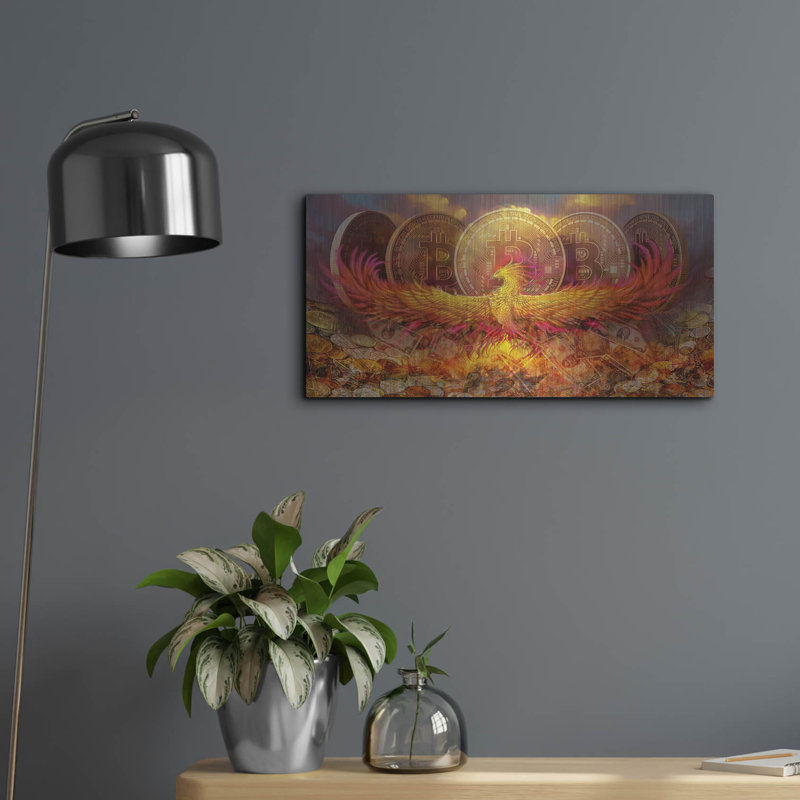 «Bitcoin New Age Nine» par Steve Hunziker, art mural en métal, H 12 po x l 24 po