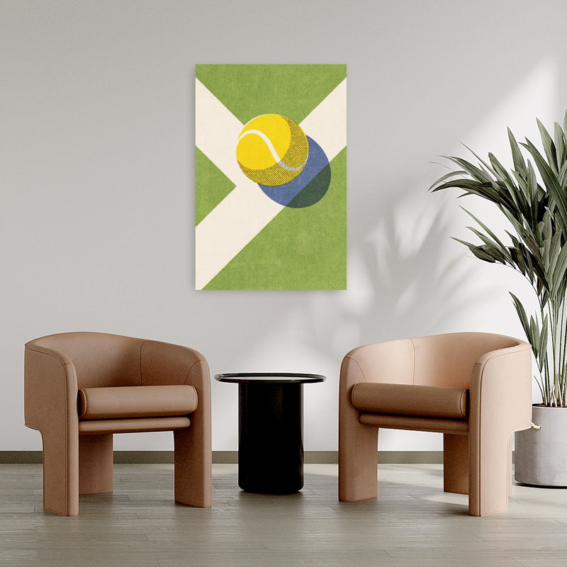 «Tennis Court Corner», impression d'art moderne abstrait rétro, 36" H x 24" W
