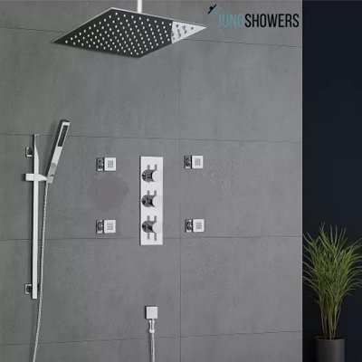 Système de douche à jets massants 4 haut de gamme avec options de pluie et de poche