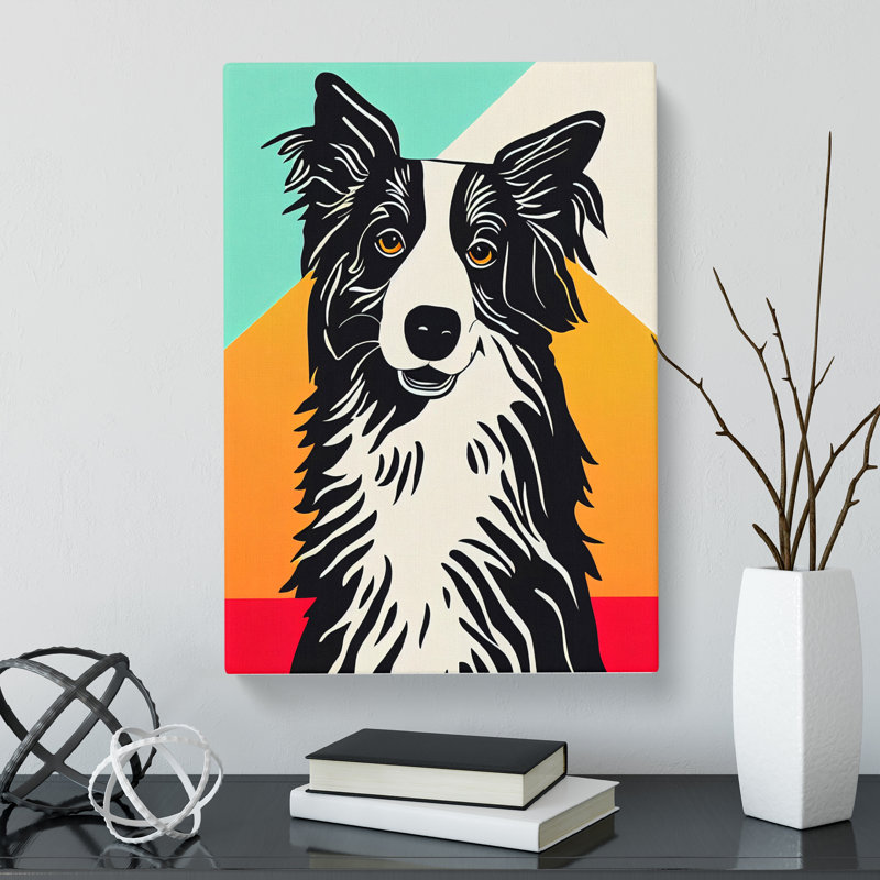 CAN-V0523-286X Border Collie Pop Art - Wrapped Canvas Rectangle Print, 76cm H x 50cm W