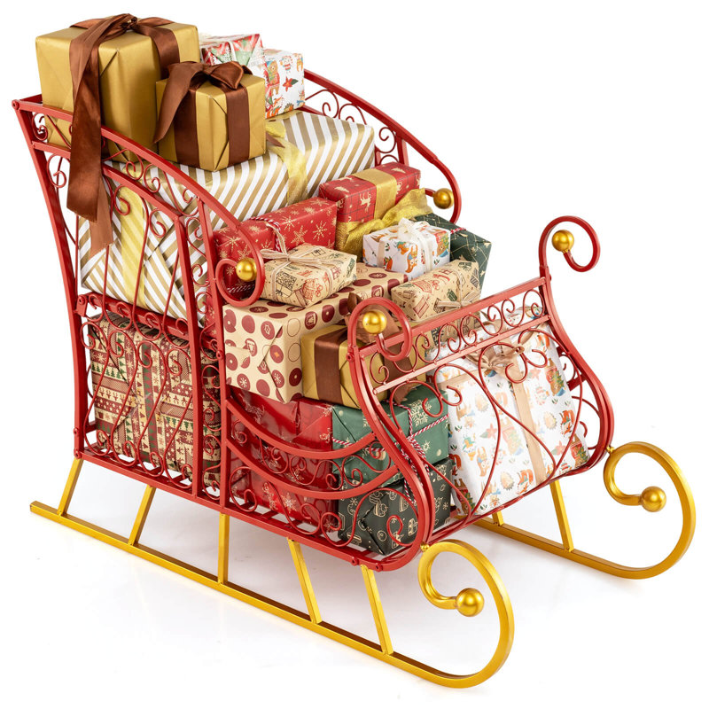 Chariot de traîneau de Noël en métal