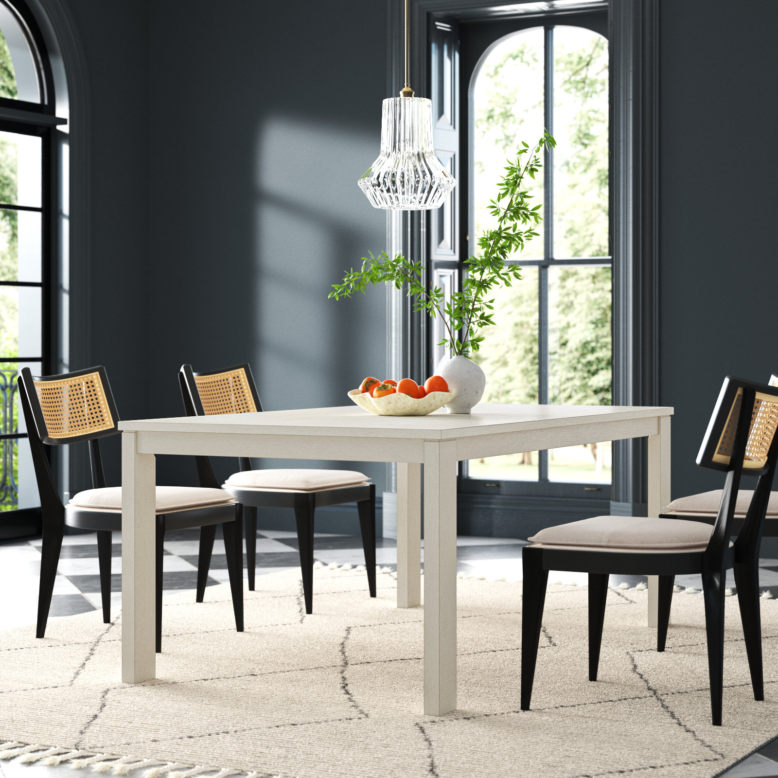 Trudie 70" Dining Table, White Wash, 30"H x 70"L x 40"W