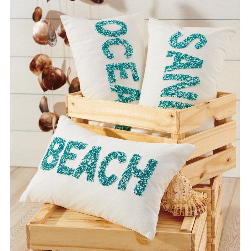 Oceanic Beaded Sand Cotton Lumbar Pillow