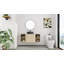 Meuble-lavabo double 48 po (pleine longueur) 48 po - 5 options de couleur de lavabo (motifs blanc / noir / marbre) + armoire en bois clair (type D)-1406020989
