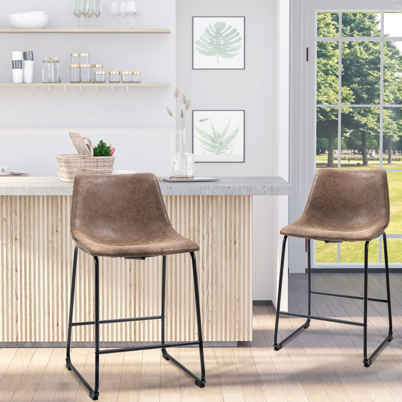 Tabouret de comptoir 24 po Shaquan, Brun foncé