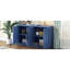 Buffet avec tablettes réglables, style rétro avec motif géométrique bleu marine pour la salle à manger, la cuisine, le salon