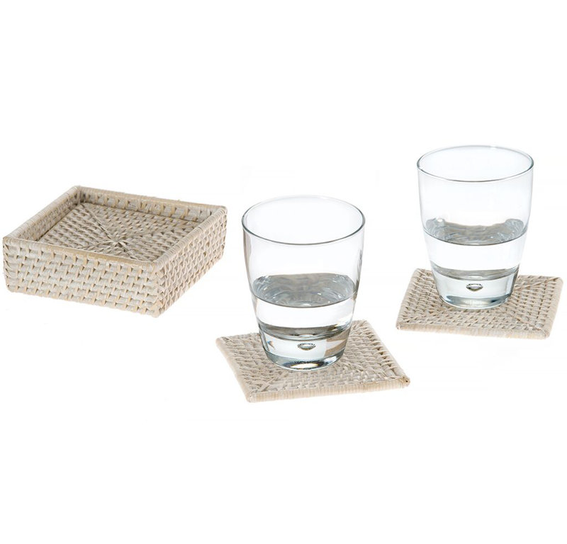 Bavan Square 4 Piece Coaster Set With Holder