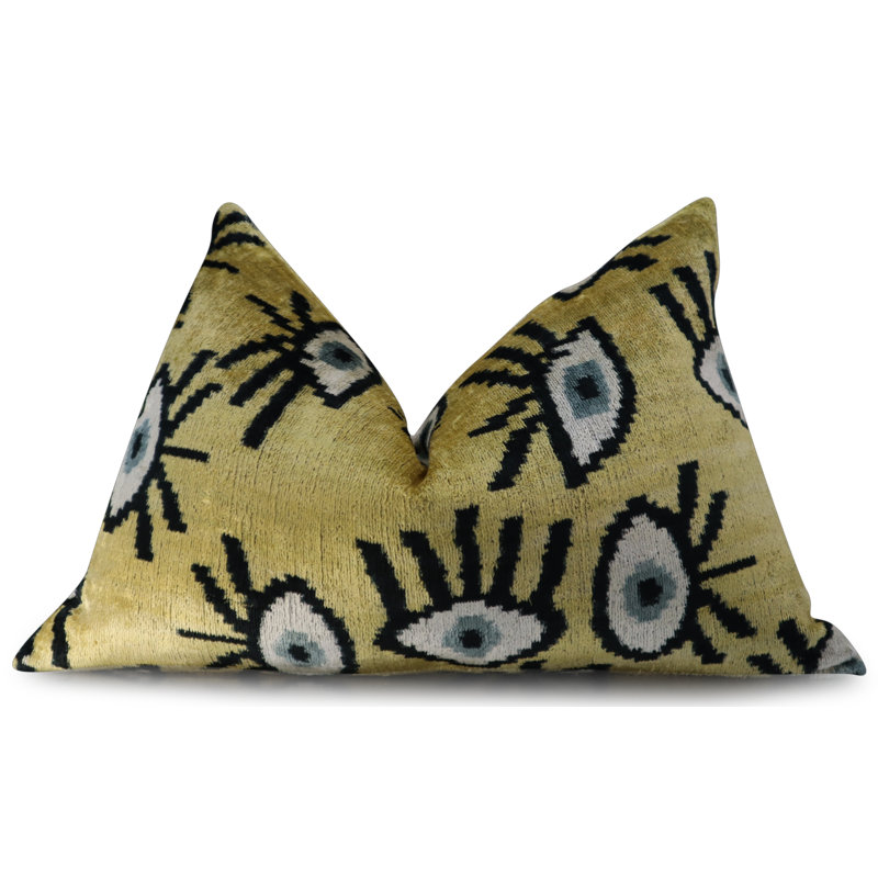Coussin décoratif géométrique, 16 po x 24 po, Rectangulaire, Or / Gris