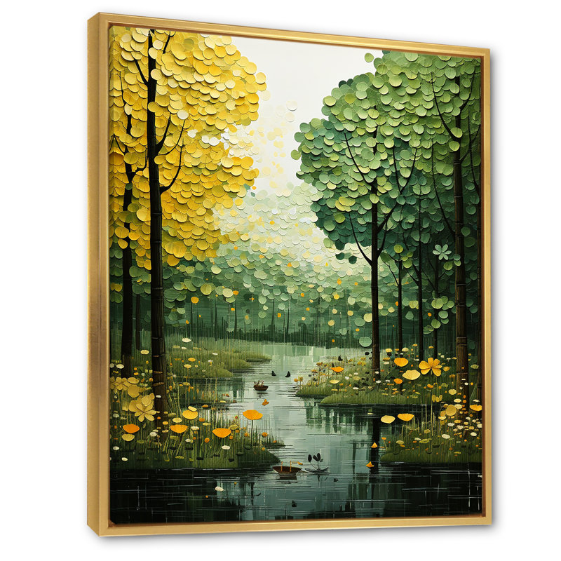 «Green Green Trees», art mural sur toile Cottage, H 40 po x l 30 po x P 1,5 po, Cadre flottant doré