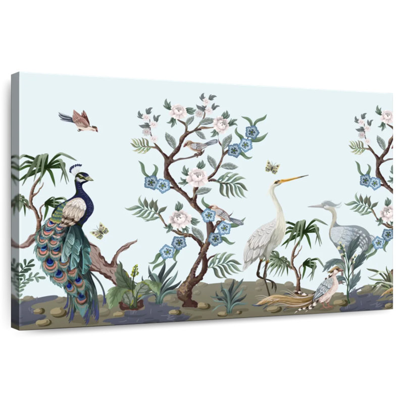 Oiseaux de style chinois Brampt, H 34 po x l 51 po