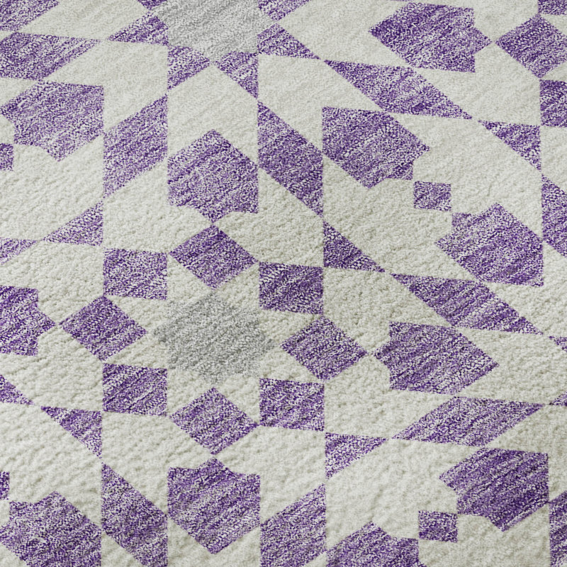 Premium Machine Washable Tweedy Lavender Rug, Rectangle 1'8" x 2'6"