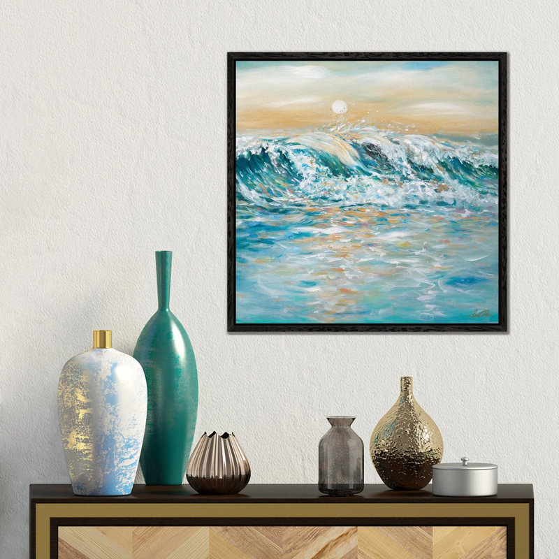 Sea Spray by Linda Olsen - Floater Frame Gallery-Wrapped Canvas Giclée on Canvas, 45.72 cm H x 45.72 cm W, Black