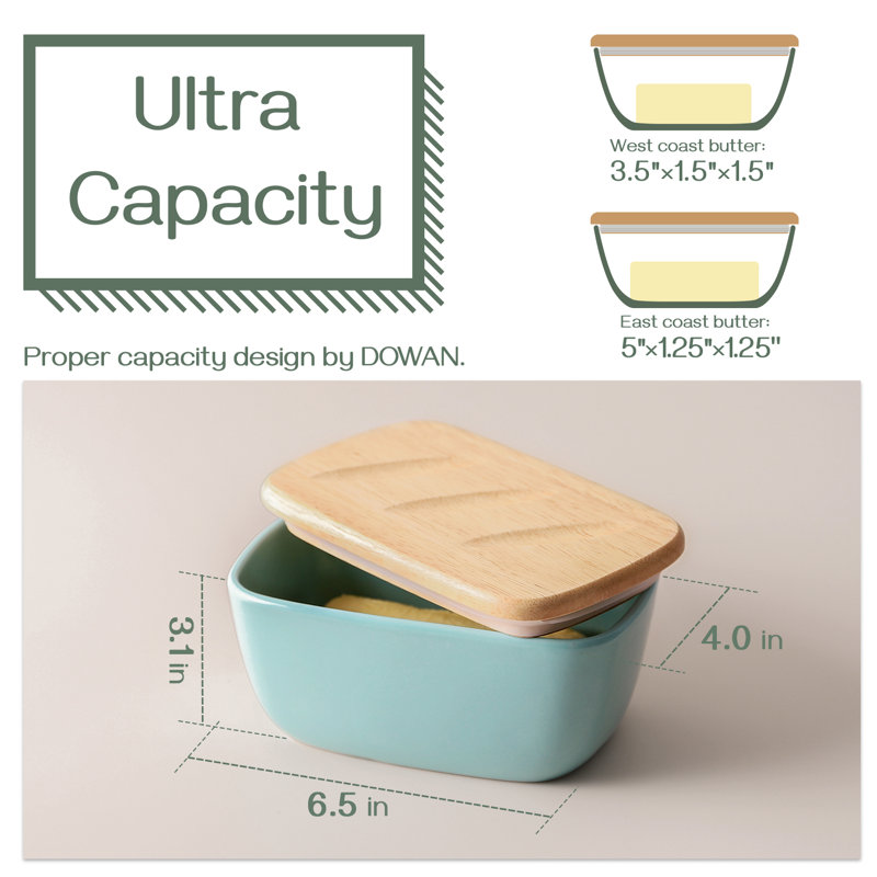 6.5-Inch White Butter Box With Lid, Blue