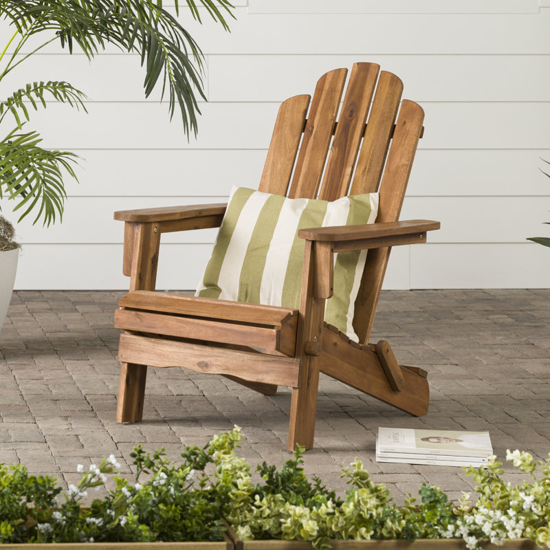 Abhisek Foldable Outdoor Adirondack Chair, Brown
