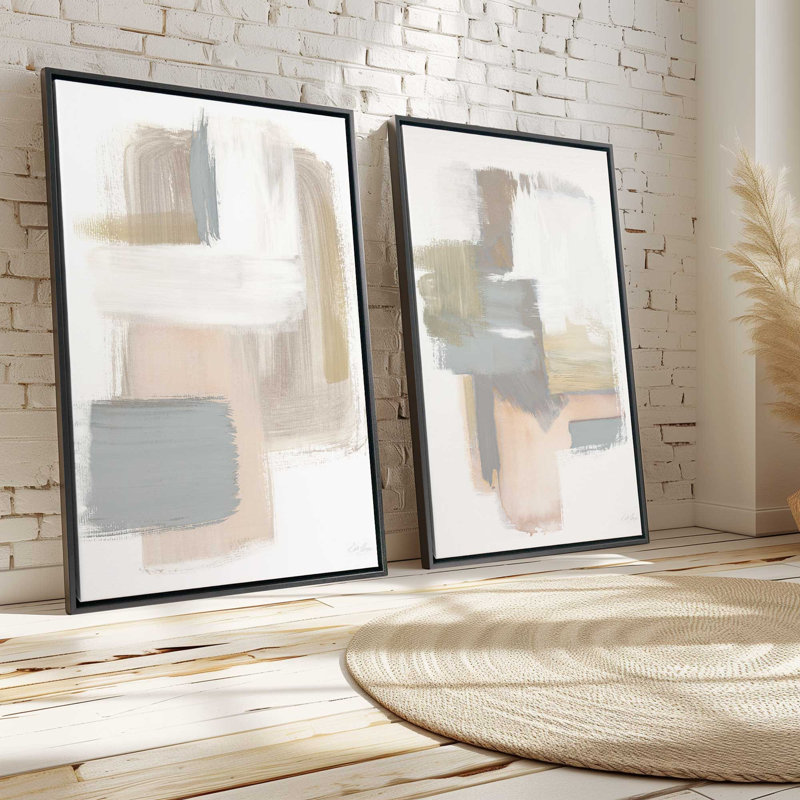 «Beige Ballet», 2 pièces, H 30,75 po x l 20,75 po x P 1,75 po, Cadre noir satiné