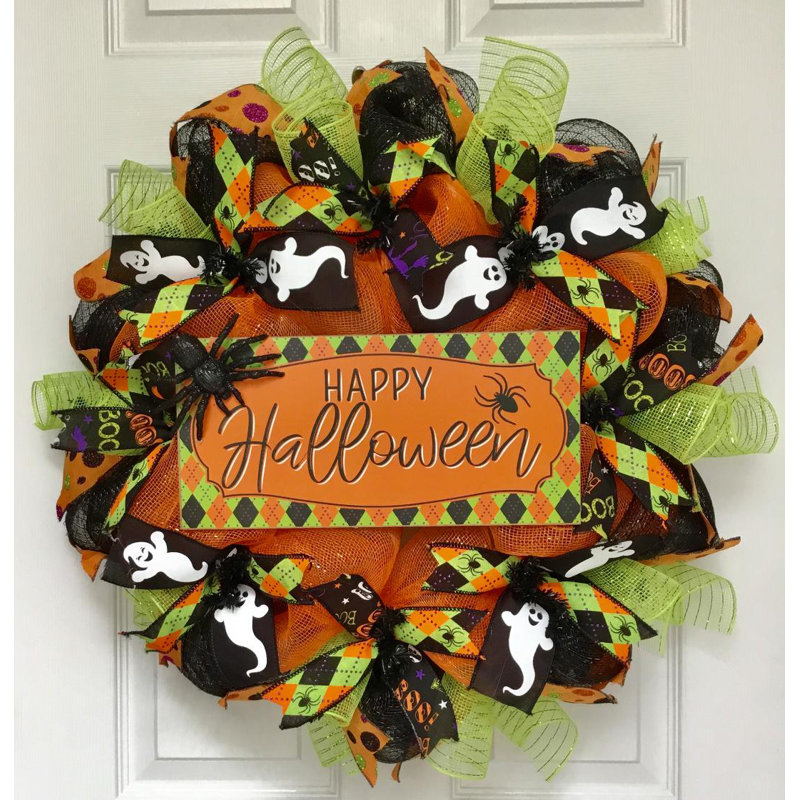Happy Halloween Argyle Wreath