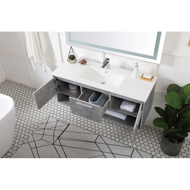 Kasper 48'' Single Bathroom Vanity with Resin Top, Concrete Gray