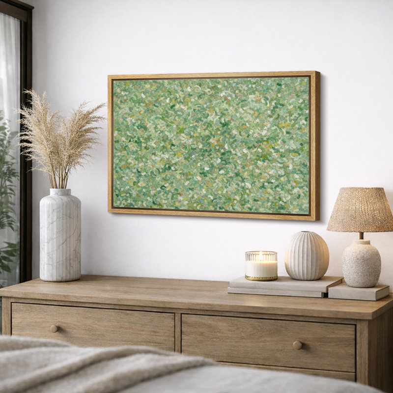 Abstrait vert, impression impressionniste, photos de salon fraîches, impression sur toile encadrée, Cadre naturel