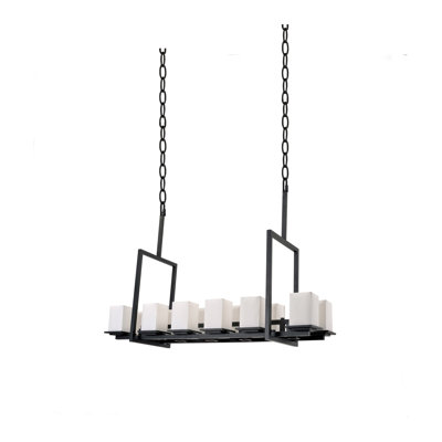 Transitional 12 Light Black Frame Chandelier
