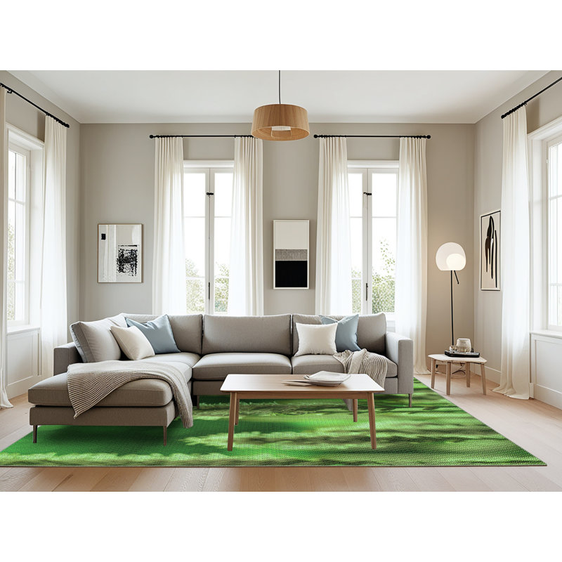 Tapis floral en laine vert, Rectangle 8 pi x 12 pi