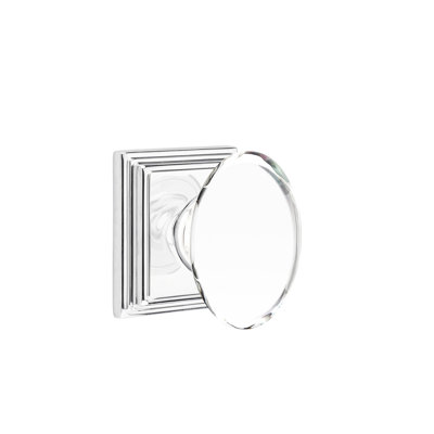 Ensemble de boutons de passage Emtek avec rosette Wilshire et bouton en verre Hampton