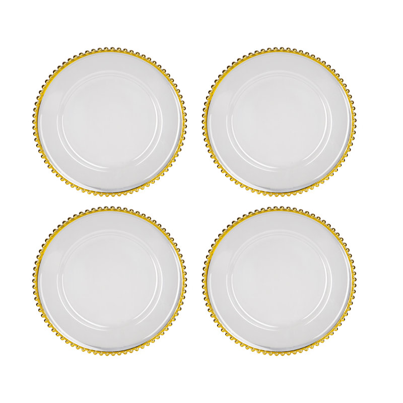 Ensemble de 4 assiettes en plastique perlé - Or