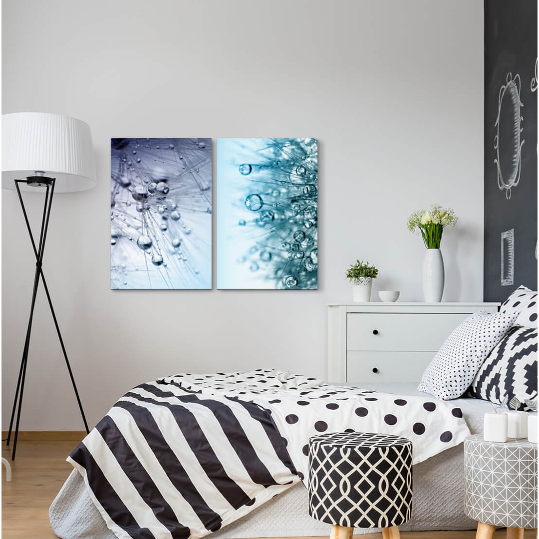 2-tlg. Leinwandbilder-Set - Grafikdruck „Water Pearls Crystal Drops Office Cool”