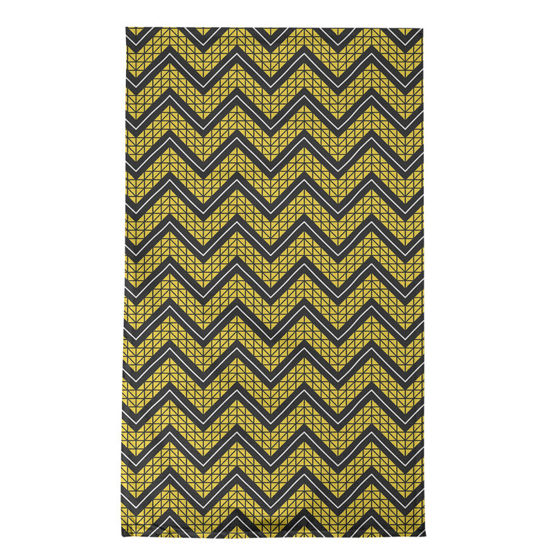 Serviette à thé à chevrons à la main Stephenie, Vert / Noir / Blanc, Sergé de coton