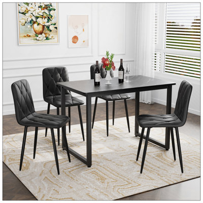 Dining Chairs Set Of 4, Modern Kitchen Dining Room Chairs, PU Dining Chair Upholstered Cushion Seat And Sturdy Metal Legs