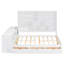 Lit de jour double en bois avec trois tiroirs, bureau, tablettes et lumières, blanc-2064546945