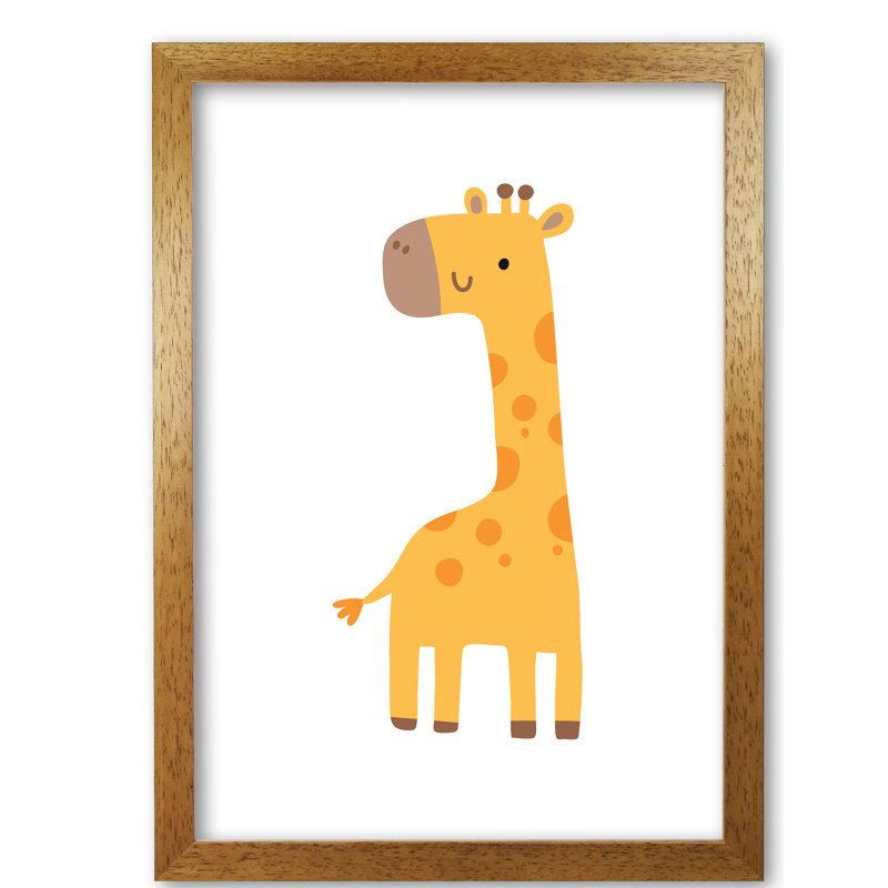 Children's Animals, Giraffe - Print, Honey Oak Frame, 60 cm H x 42 cm W x 5 cm D