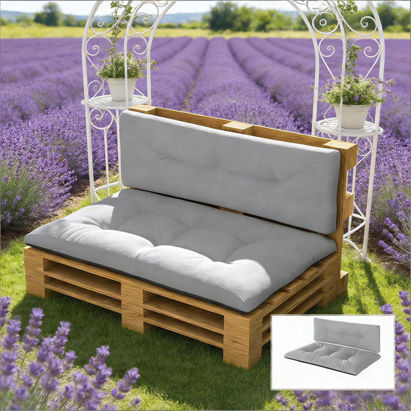 Coussins de remplacement touffetés, 2 coussins de palette pour l'extérieur (seulement coussins), Gris foncé / Gris pâle