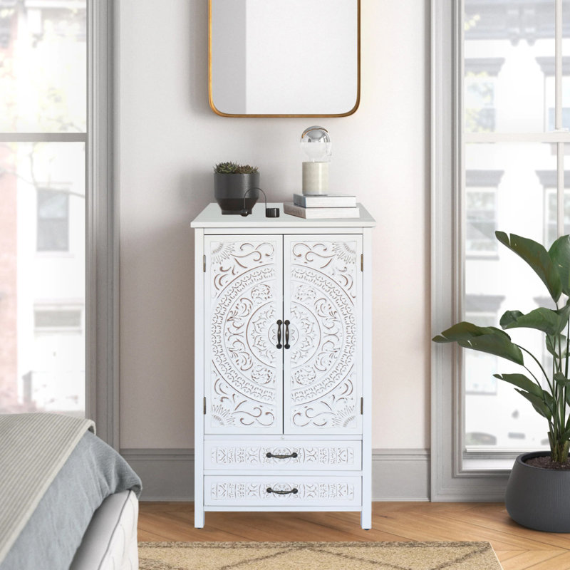 Armoire de rangement haute avec 2 portes et 2 tiroirs