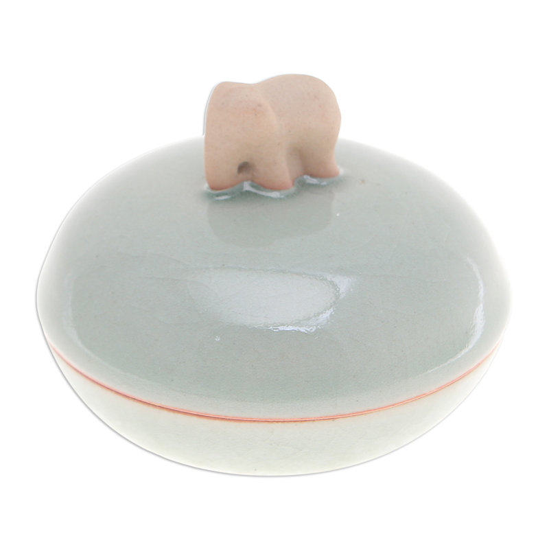 Dakota Fields Handmade Elephant Allure Celadon Ceramic Jar