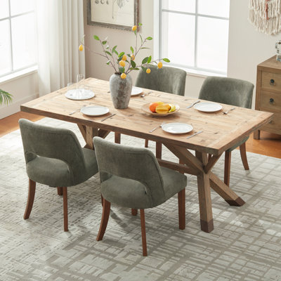 Upholstered Side Dining Chairs with Wood Legs Set of 2