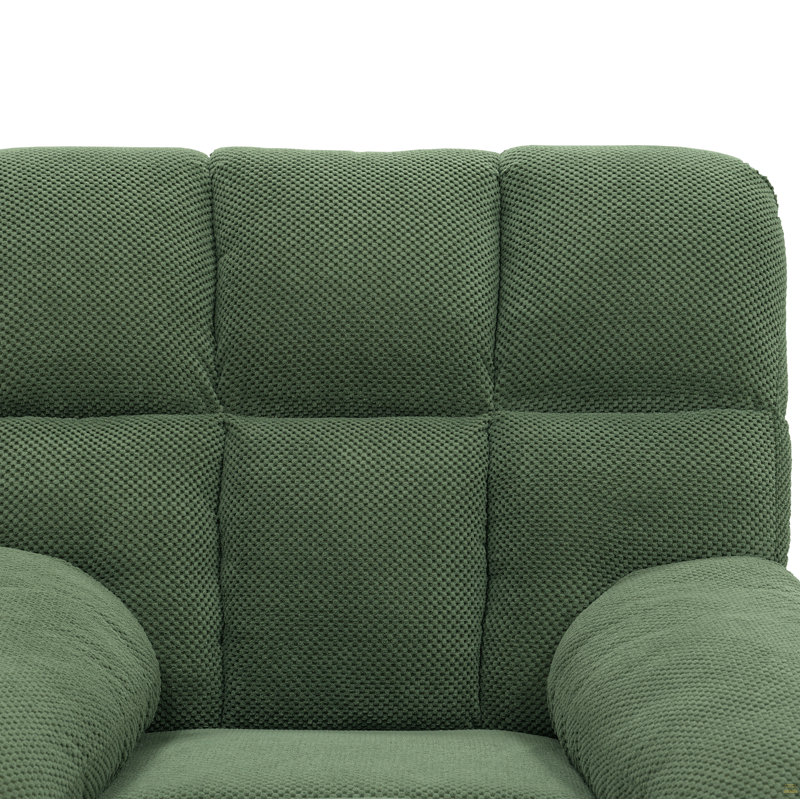 Fauteuil inclinable manuel moderne à bascule, avec revêtement en tissu nubby pour le salon, Tissu vert