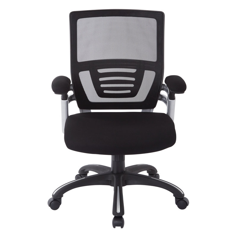 High-Back Executive Swivel Chair with Mesh and Leather, Black