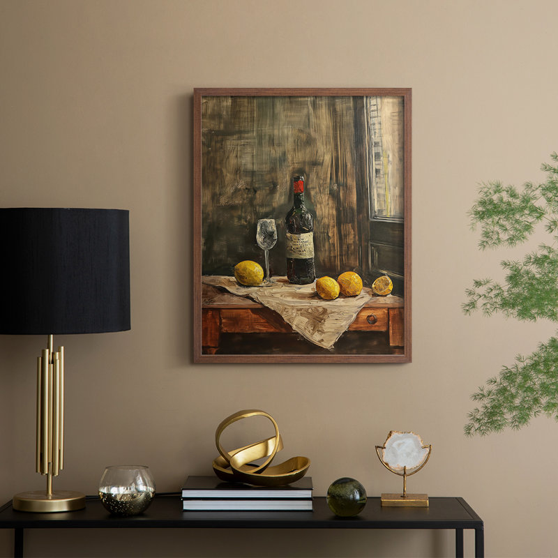 Reproduction encadrée FLORAL Series DCCxxix - bois massif, H 30 po x l 24 po, Noyer
