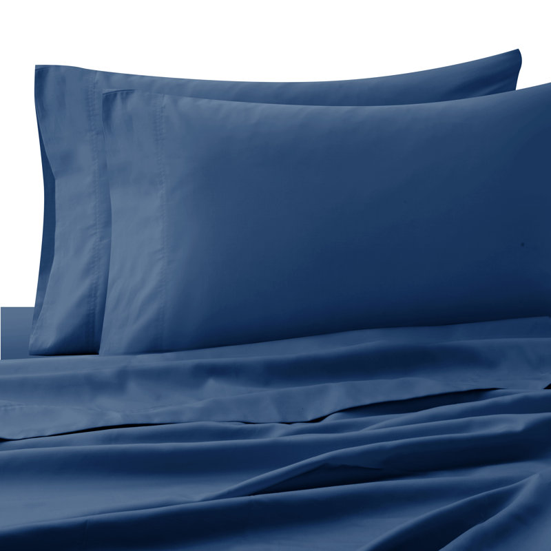 Seriously Soft Percale Sheet Set, Navy, Full Sheet Set + Fitted Sheet + 4 Pillowcases
