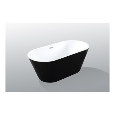 Acrylic Freestanding Bathtub, stand alone bathroom tub, Glossy White, Toe-tap Chrome Drain, cUPC Certified -  LIYU, LIYU-XX-W1675113124
