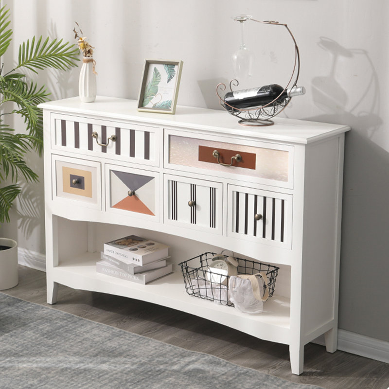 White Rectangular Solid Wood Console Table, 32.68" H x 39.37" W x 11.81" D