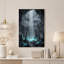 Intérieur d'une grotte avec eau bleue brillante et stalagmites, art mural sur toile-336437594