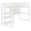 Lit mezzanine en bois avec tablette et plateau d'écriture