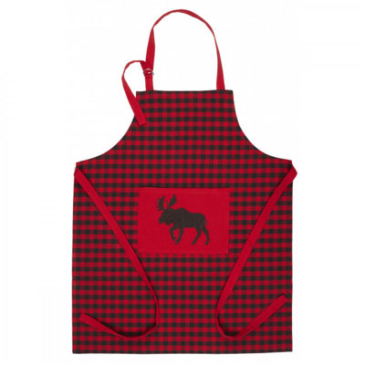 Tablier Buffalo rouge à carreaux avec orignal