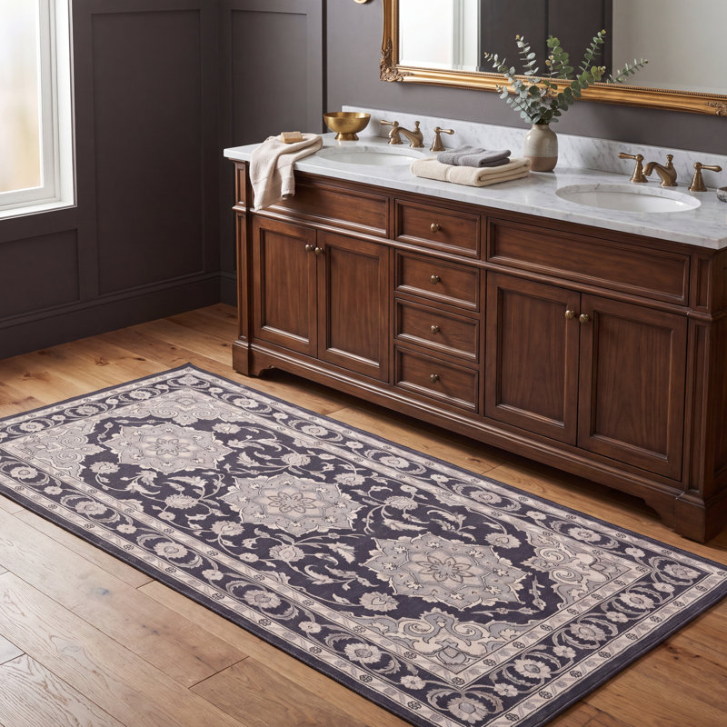 Tapis Farleigh traditionnel de style persan audacieux, gris ivoire et beige, lavable à la machine, antidérapant, à poils courts, pour l'intérieur et l'extérieur, adapté aux animaux domestiques, idéal pour le salon, la chambre, la salle à manger, l'entrée, le couloir ou le bureau.