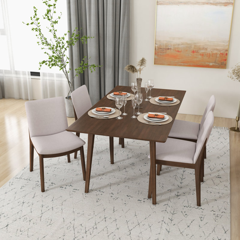 Ensemble repas pour 4 personnes Dipson, Noyer, Beige