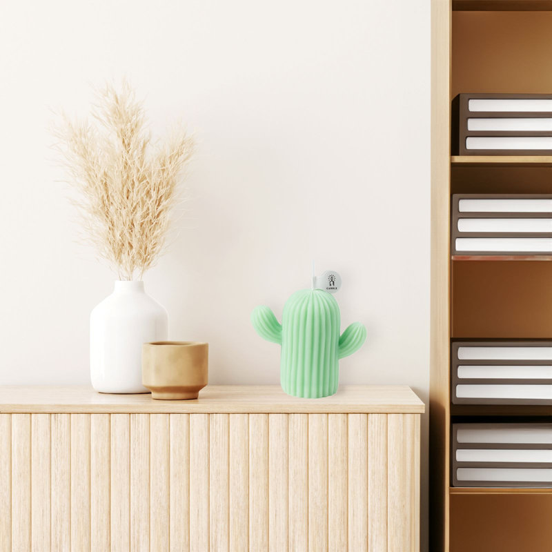  Bougie parfumée en forme de cactus Home, Vert