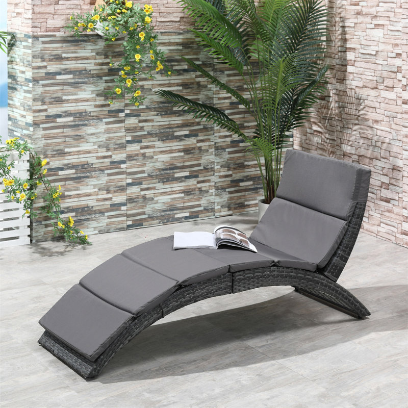 Aymelia 156 cm Long Reclining Single Chaise with Cushions, Grey, Grey